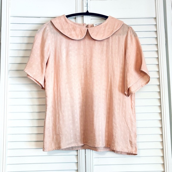 NWT Roolee Jessica Robertson Pink Short Sleeve Blouse Collar Size Small S - Picture 1 of 6